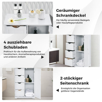 Bathroom Cabinet with 4 Drawers, Adjustable Shelf, White