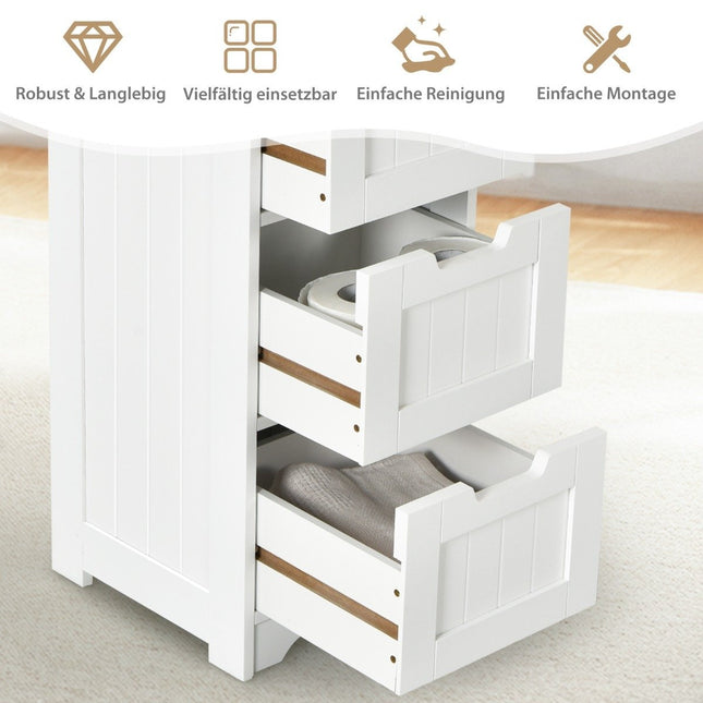 Bathroom Cabinet with 4 Drawers, White, 30x30x83 cm