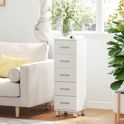 Bathroom Cabinet with 5 Drawers, White, 30x30x95 cm