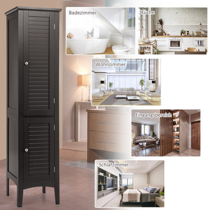Bathroom Cabinet with 5 Shelves, Louvered Doors, Anti-Tip