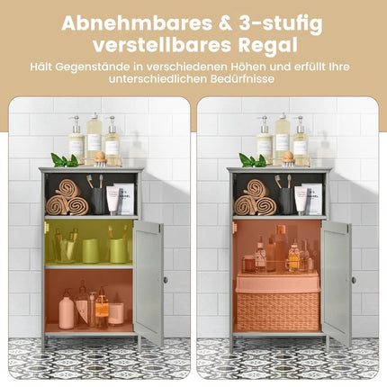 Bathroom Cabinet with Adjustable Shelf, Gray MDF