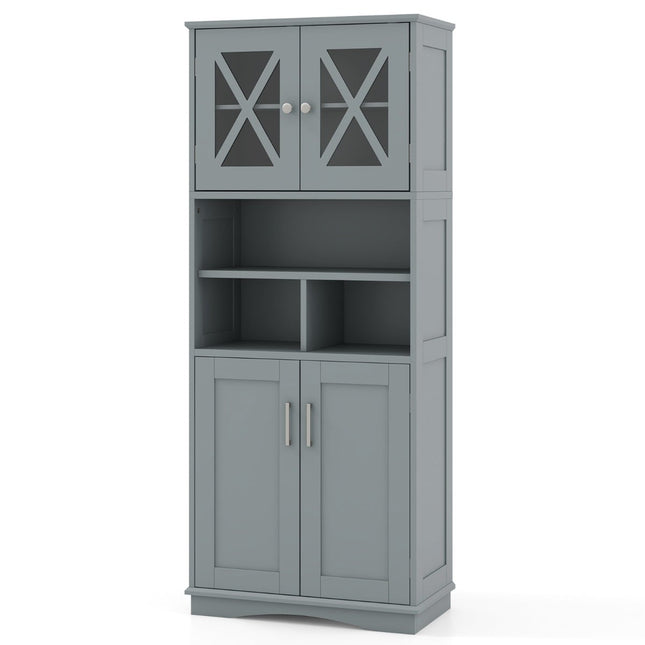 Bathroom Cabinet with Adjustable Shelves, Grey MDF