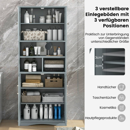 Bathroom Cabinet with Adjustable Shelves, Grey MDF
