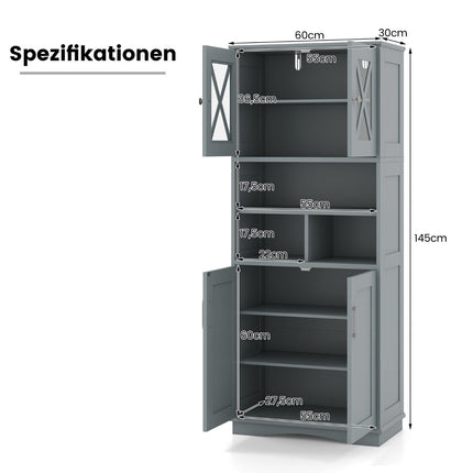 Bathroom Cabinet with Adjustable Shelves, Grey MDF