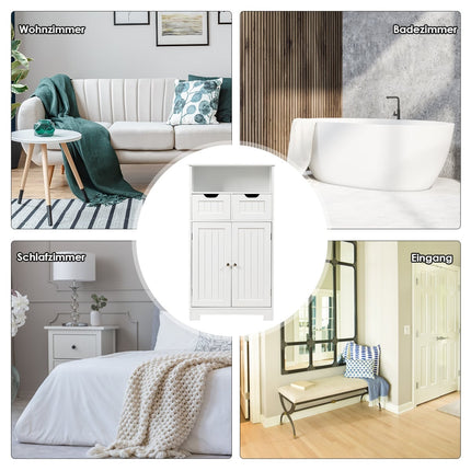 Bathroom Cabinet with Adjustable Shelves, White MDF, 3 Levels