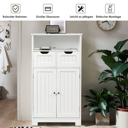 Bathroom Cabinet with Adjustable Shelves, White MDF, 3 Levels