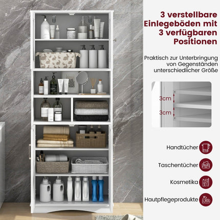 Bathroom Cabinet with Adjustable Shelves, White MDF