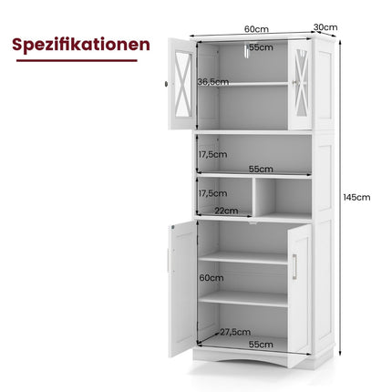 Bathroom Cabinet with Adjustable Shelves, White MDF