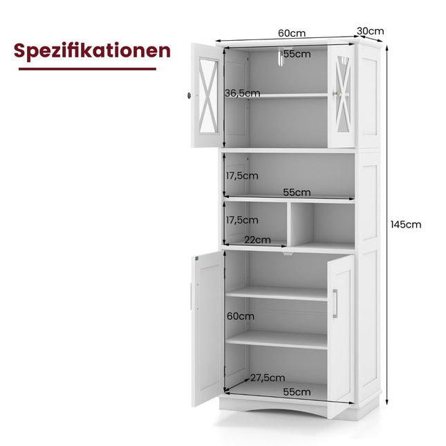 Bathroom Cabinet with Adjustable Shelves, White MDF