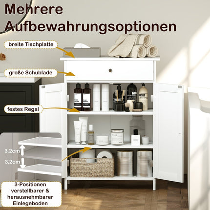 Bathroom Cabinet with Drawer, 2 Doors, Adjustable Shelf