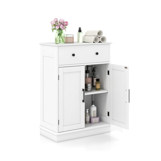 Bathroom Cabinet with Drawer, Adjustable Shelf, 56x30x80 cm, White