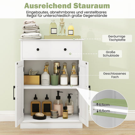 Bathroom Cabinet with Drawer, Adjustable Shelf, 56x30x80 cm, White