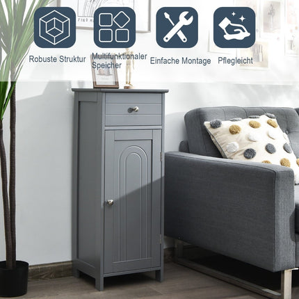 Bathroom Cabinet with Drawer & Adjustable Shelves, Grey