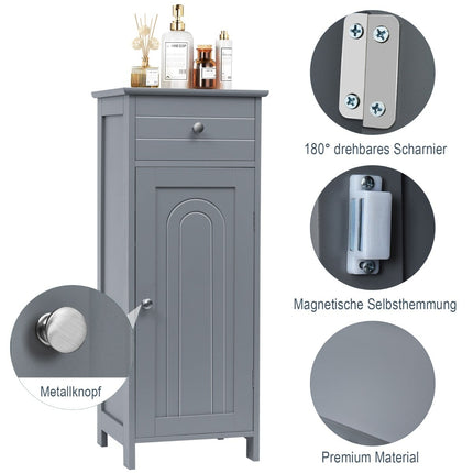 Bathroom Cabinet with Drawer & Adjustable Shelves, Grey
