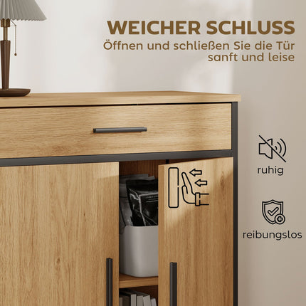 Bathroom Cabinet with Drawer and Adjustable Shelves, Oak Finish
