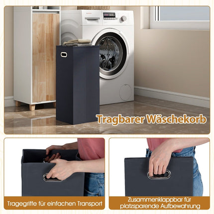 Bathroom Cabinet with Laundry Basket & 2 Open Shelves