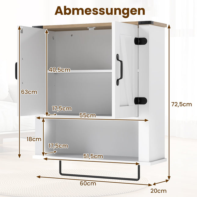 Bathroom Cabinet with Towel Holder, Barn Door, Adjustable Shelf