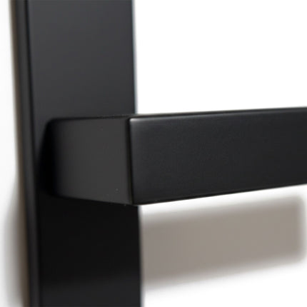 Bathroom Door Handle Set, Matt Black, Long Plate
