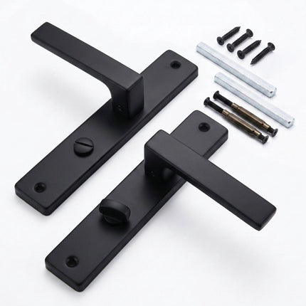 Bathroom Door Handle Set, Matt Black, Long Plate