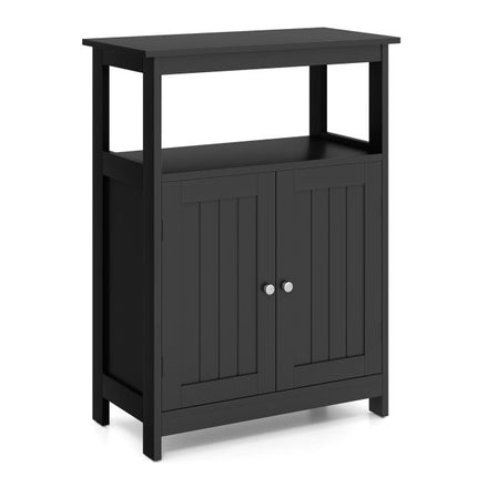 Bathroom Floor Cabinet, 2-Door, Adjustable Shelf, Black