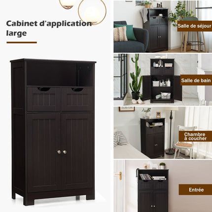 Bathroom Floor Cabinet – 2 Drawers, 2 Doors, Adjustable Shelf