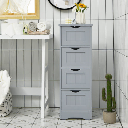 Bathroom Floor Cabinet, 4-Drawer, Anti-Tip, Gray