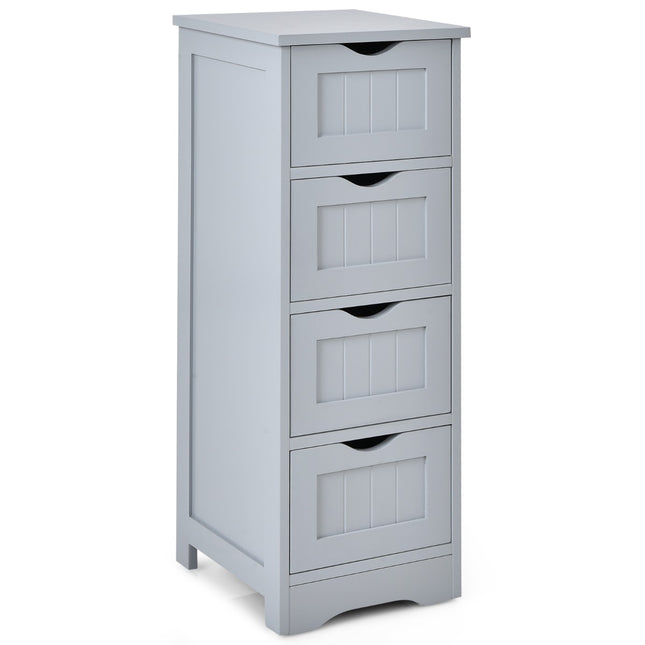Bathroom Floor Cabinet, 4-Drawer, Anti-Tip, Gray
