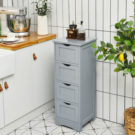 Bathroom Floor Cabinet, 4-Drawer, Anti-Tip, Gray
