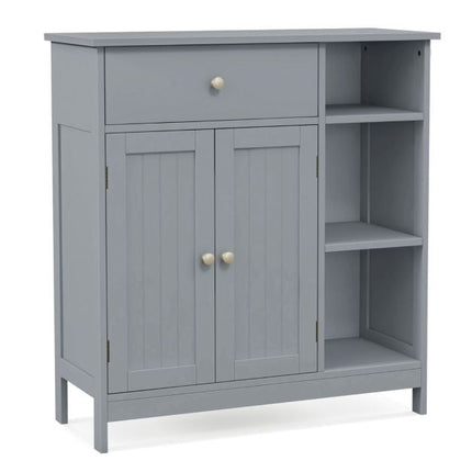 Bathroom Floor Storage Cabinet, Drawer, Shelves, Grey