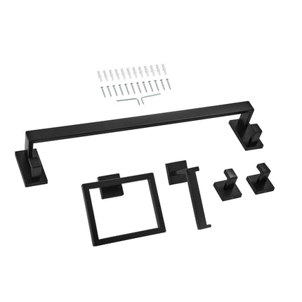 Bathroom Hardware Set, 5-Piece Matte Black Stainless Steel