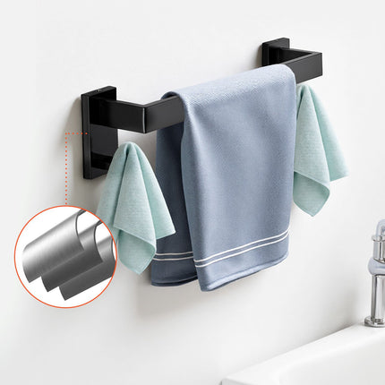 Bathroom Hardware Set – 5-Piece Matte Black Stainless Steel