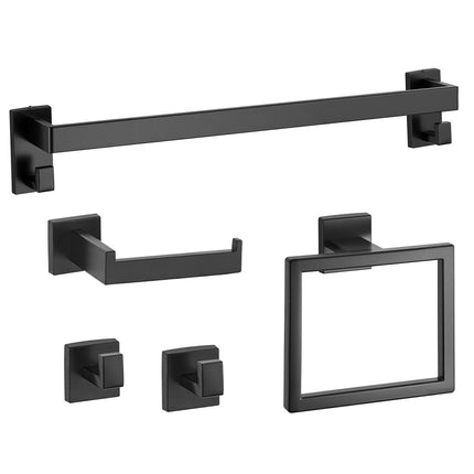 Bathroom Hardware Set, 5-Piece Matte Black Stainless Steel
