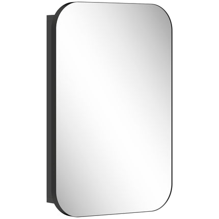 Bathroom Mirror Cabinet, Black, 40 x 10 x 60 cm, Adjustable Shelves