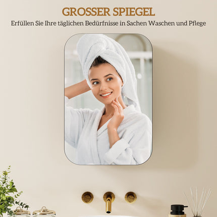 Bathroom Mirror Cabinet, Black, 40 x 10 x 60 cm, Adjustable Shelves