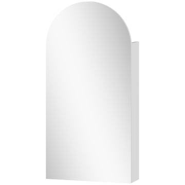 Bathroom Mirror Cabinet, Frameless Arch, Adjustable Shelves, White