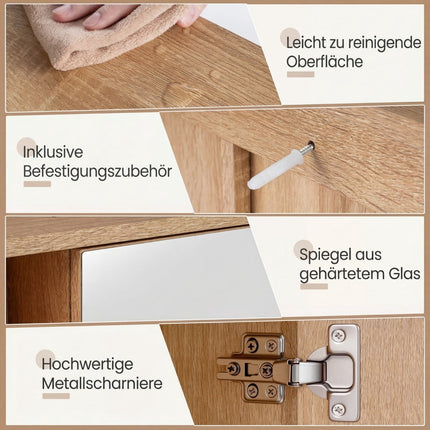 Bathroom Mirror Cabinet with Adjustable Shelves, 55x16x61 cm
