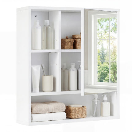 Bathroom Mirror Cabinet with Adjustable Shelves, White, 55x16x61 cm