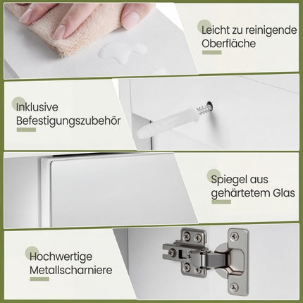 Bathroom Mirror Cabinet with Adjustable Shelves, White, 55x16x61 cm