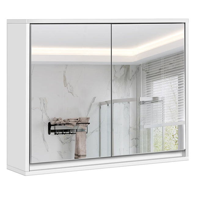 Bathroom Mirror Cabinet with Shelves, White, MDF, 55x14x45 cm