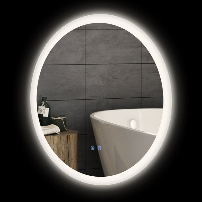 Illuminated bathroom mirror, 3 light colors, anti-fog, Ø70 Cm