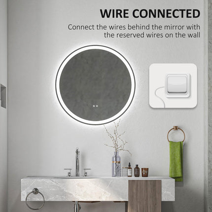 LED Bathroom Mirror, Anti-Fog, 80cm, Touch & Memory Function