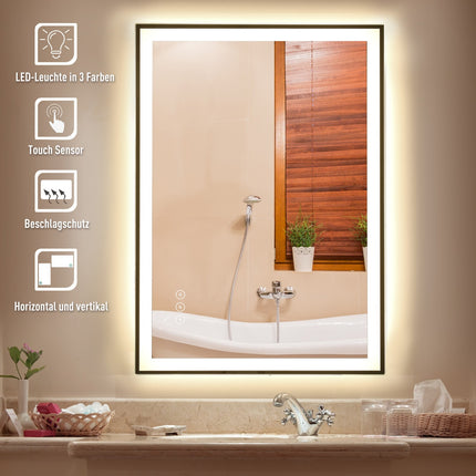 LED bathroom mirror - anti-fog, touch switch, 3 colors