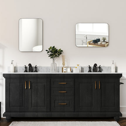 Bathroom Mirror, Safety Film, Metal Frame, 50x70 cm, Black