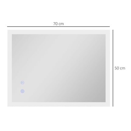 LED Bathroom Mirror - Fog-free, Touch Switch, 70x50 cm
