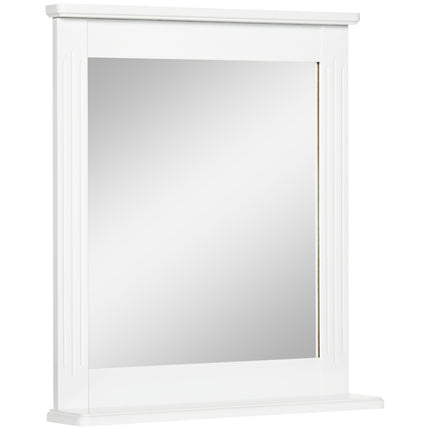 Bathroom wall mirror with shelf, Modern White 55x12x64cm