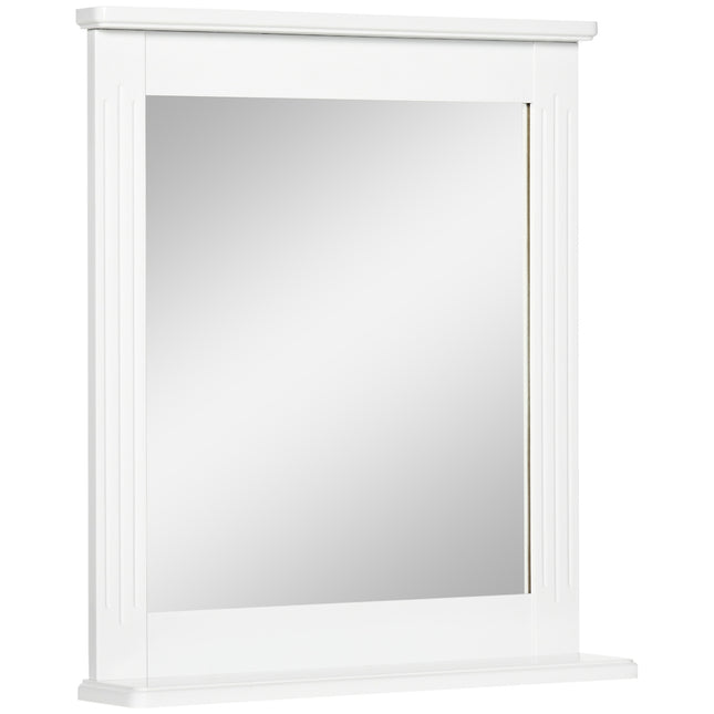 Bathroom wall mirror with shelf, Modern White 55x12x64cm