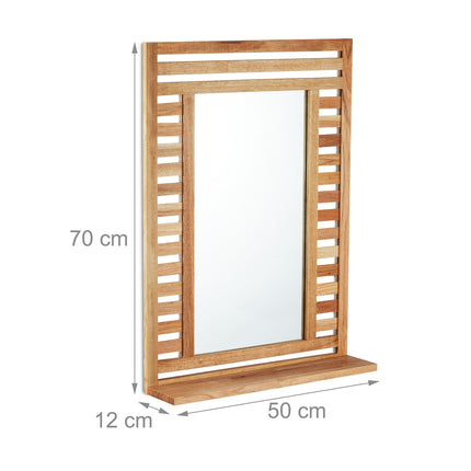 Bathroom Mirror with Shelf – Natural Walnut Wood