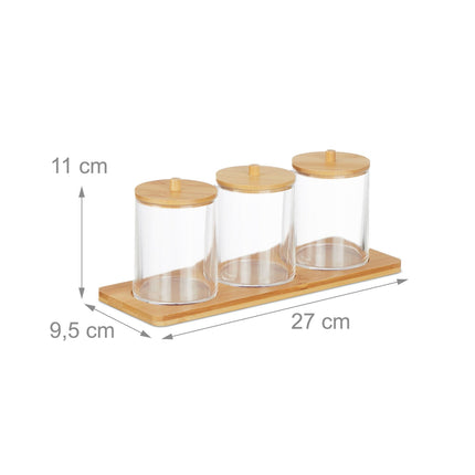 Bathroom Organizer Set with Bamboo Tray and Lids