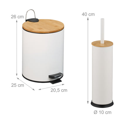 Bathroom Set with Bin & Toilet Brush, 5L Capacity