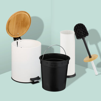 Bathroom Set with Bin & Toilet Brush, 5L Capacity